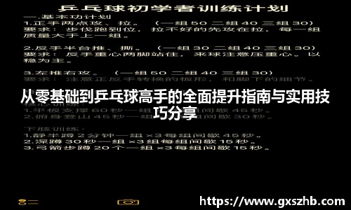 从零基础到乒乓球高手的全面提升指南与实用技巧分享